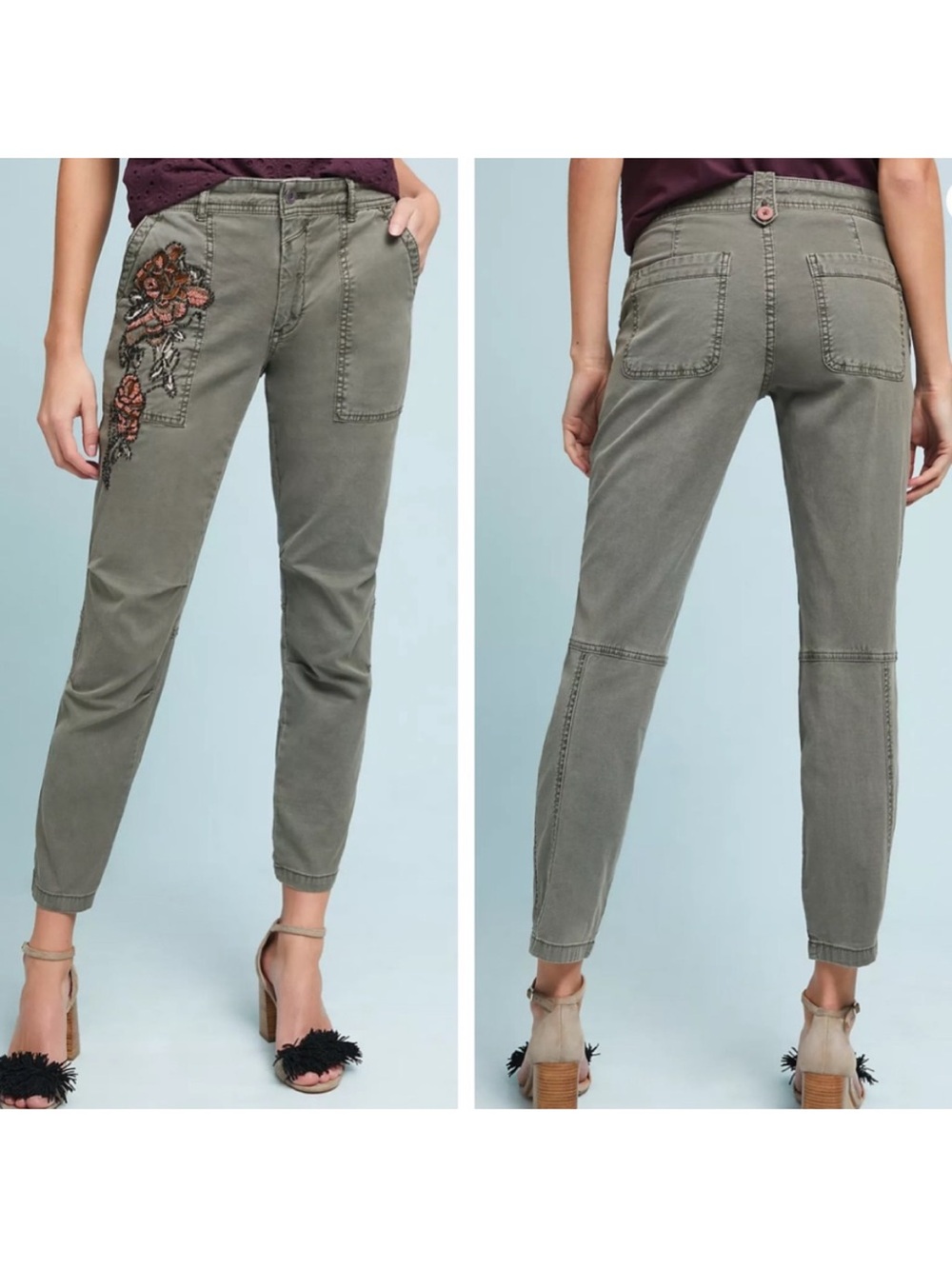 NWOT Anthropologie Wanderer Green Pants - 29P - Picture 2 of 10
